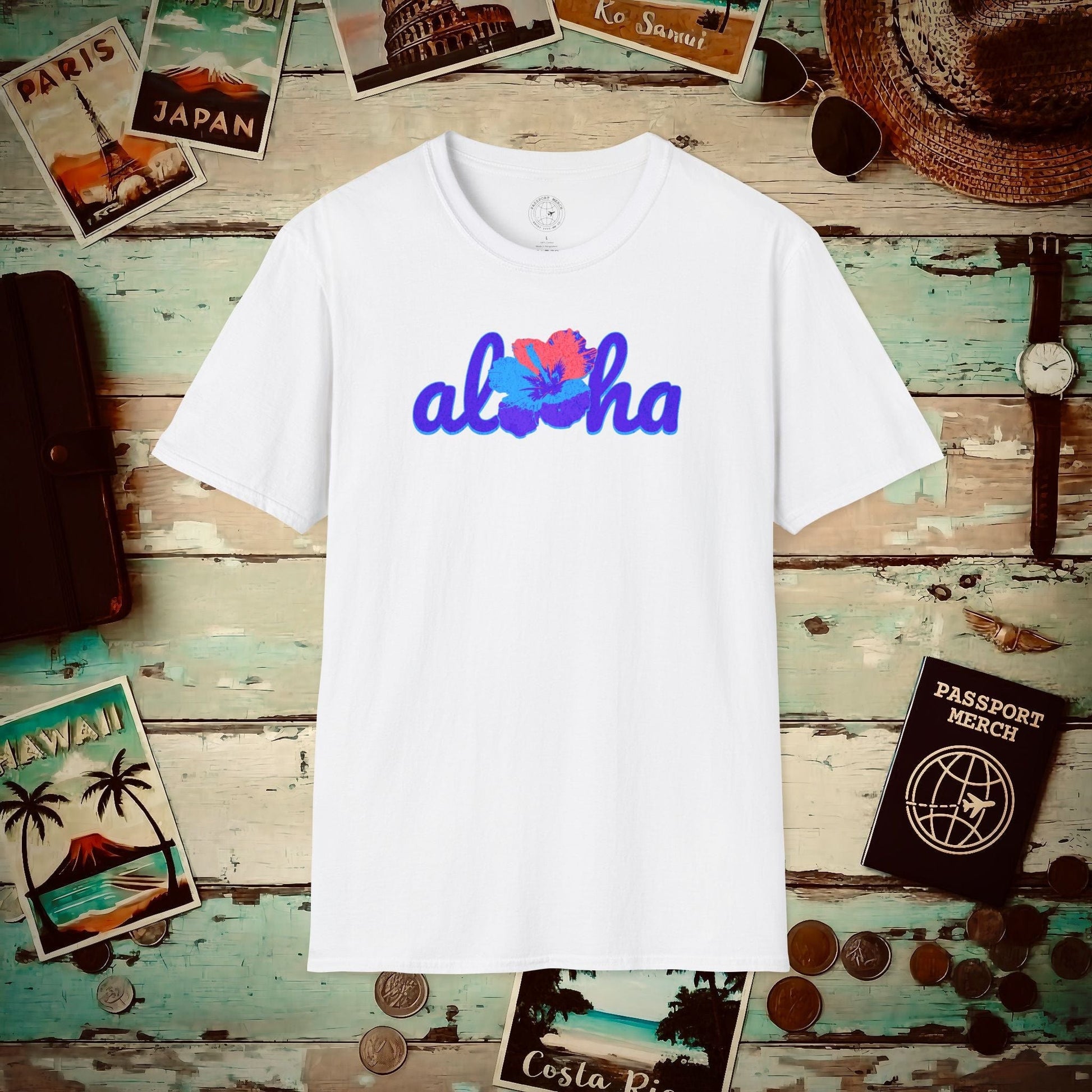 Purple Aloha Hibiscus, Hawaii T-Shirt White / S