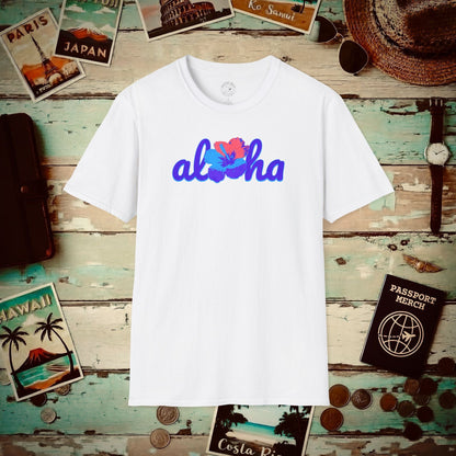 Purple Aloha Hibiscus, Hawaii T-Shirt White / S