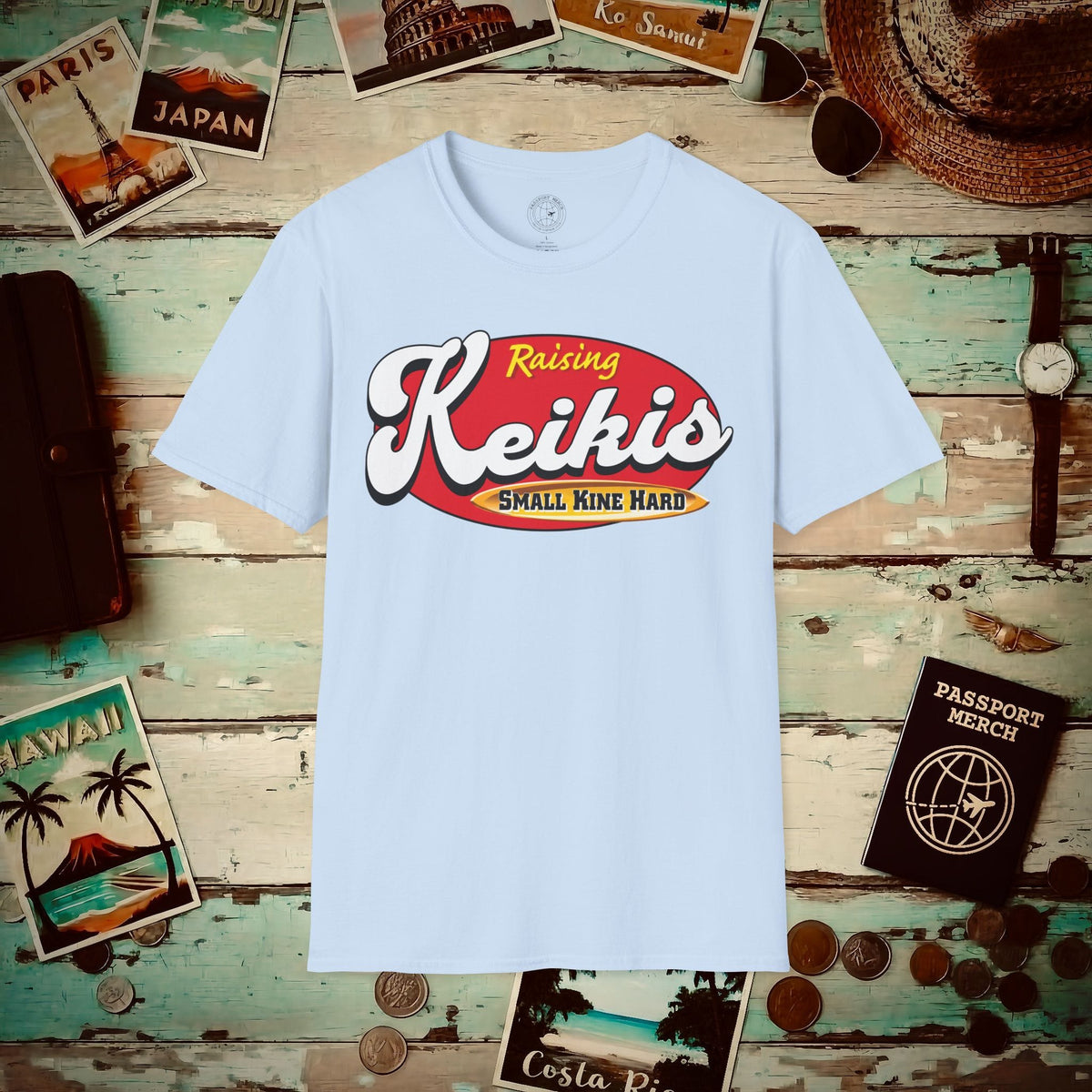 Raising Keikis, Hawaii T-Shirt Light Blue / S