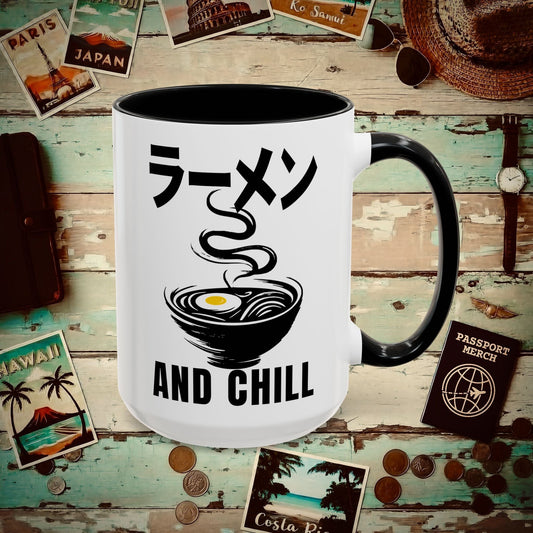 Ramen and Chill, Japan 15oz Mug Black / 15oz