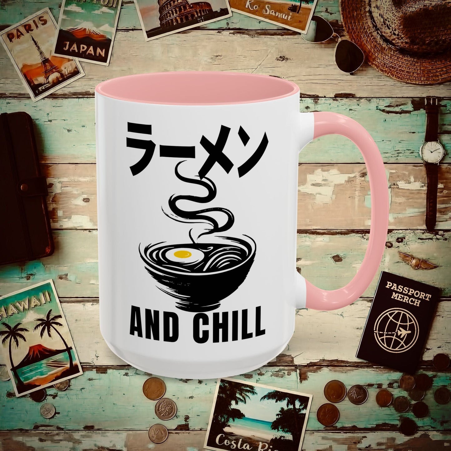 Ramen and Chill, Japan 15oz Mug Pink / 15oz
