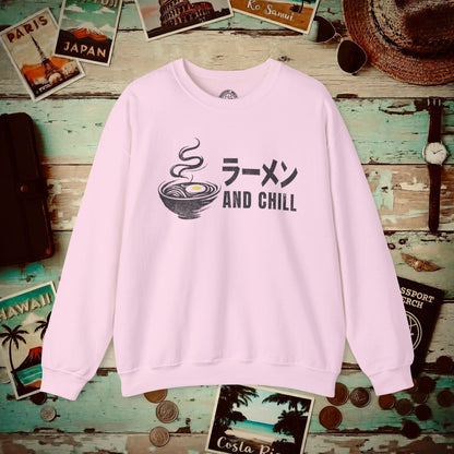 Ramen and Chill, Japan Crewneck Light Pink / S