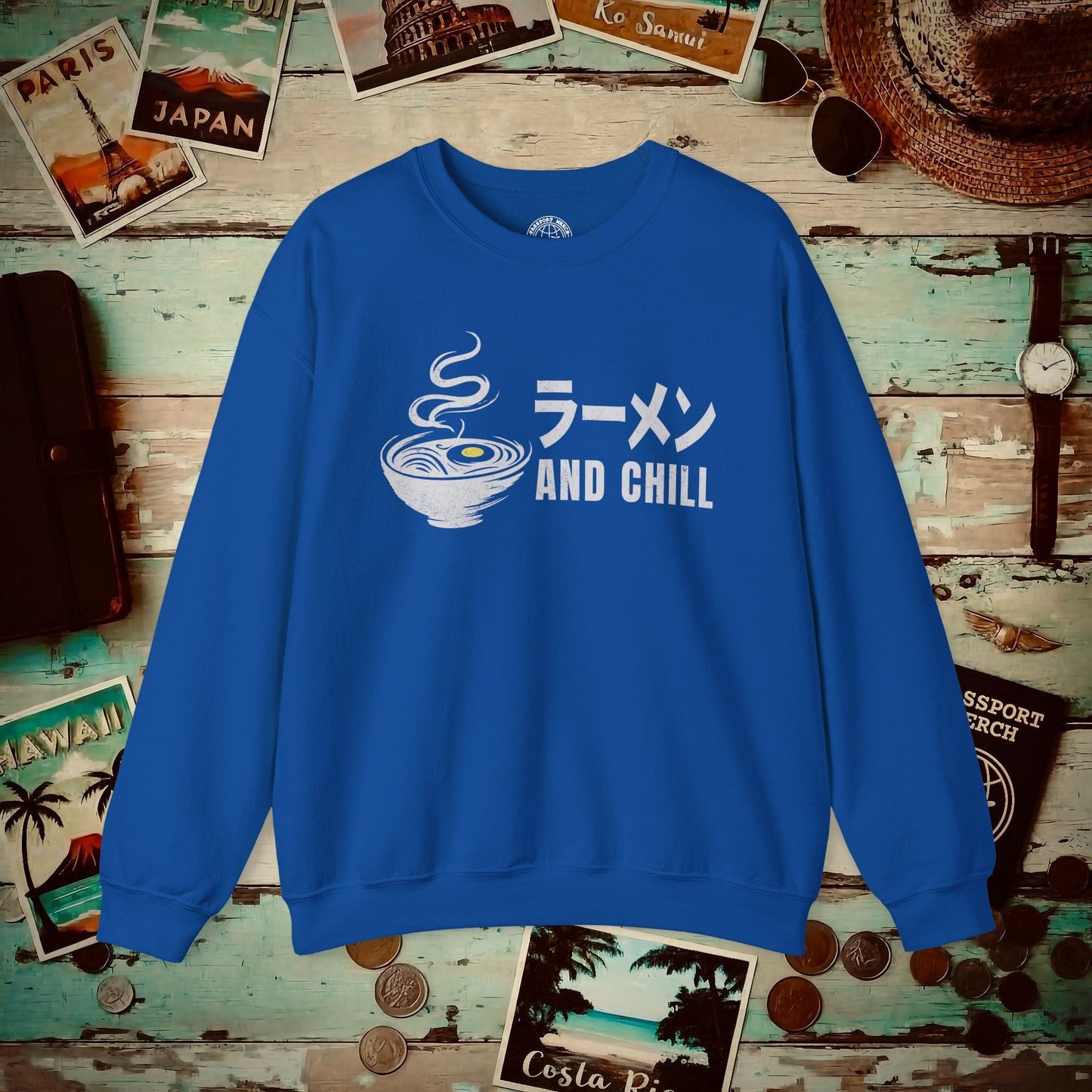 Ramen and Chill, Japan Crewneck Royal / S