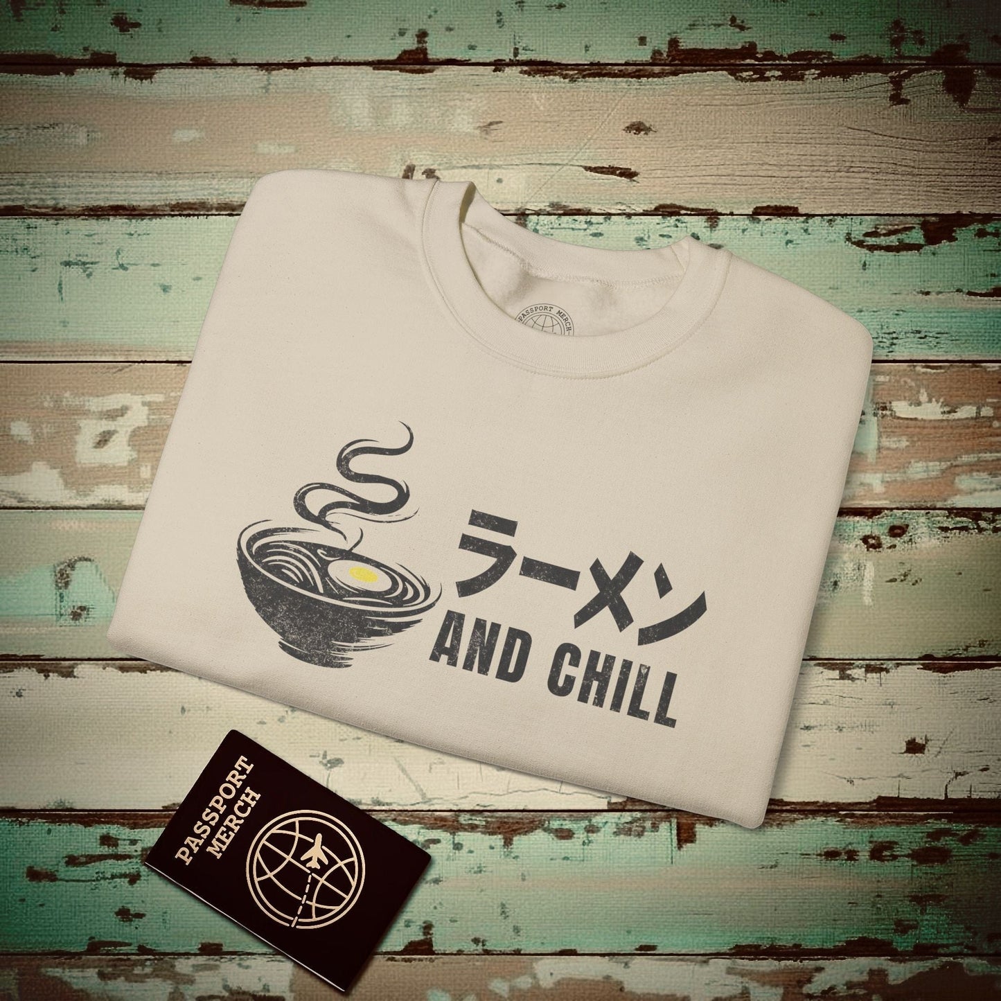 Ramen and Chill, Japan Crewneck Sand / S
