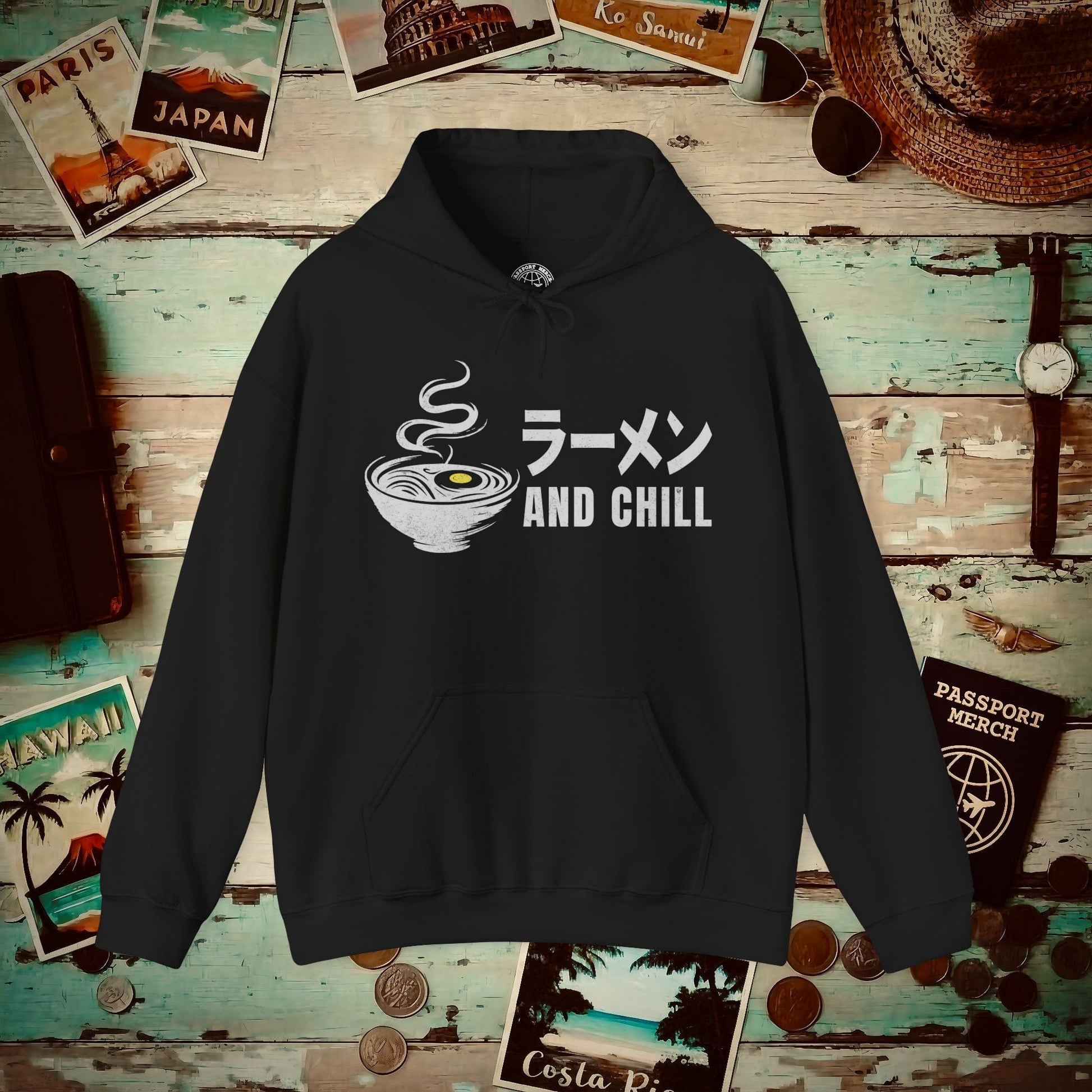 Ramen and Chill, Japan Hoodie Black / S