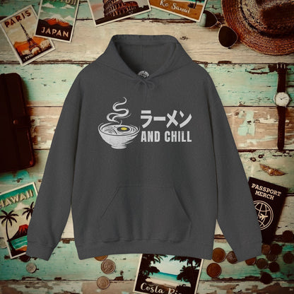 Ramen and Chill, Japan Hoodie Dark Heather / S