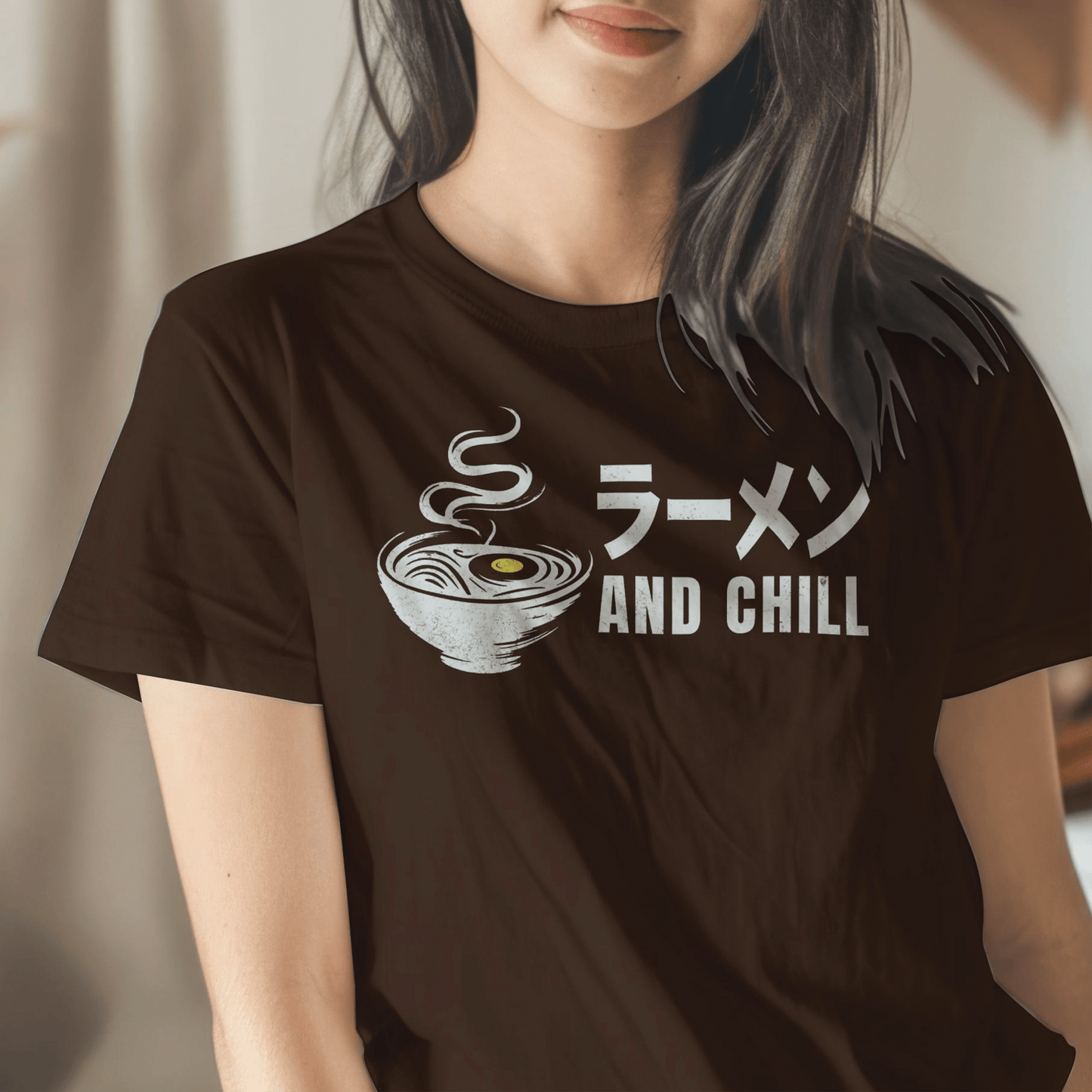 Ramen and Chill, Japan T-Shirt Dark Chocolate / S