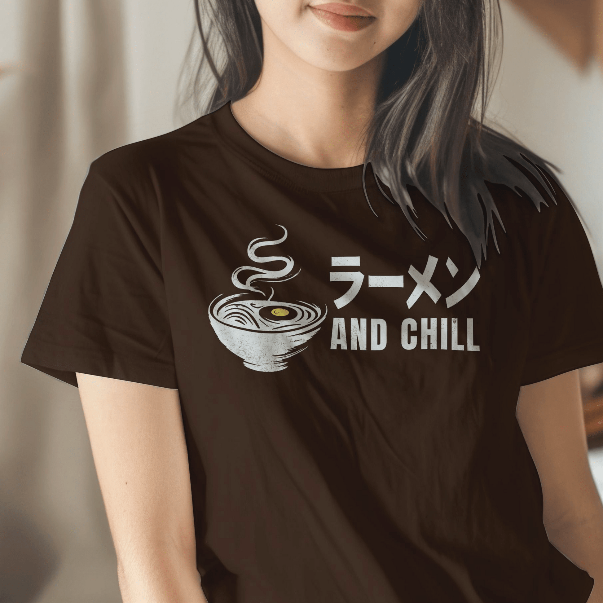 Ramen and Chill, Japan T-Shirt Dark Chocolate / S