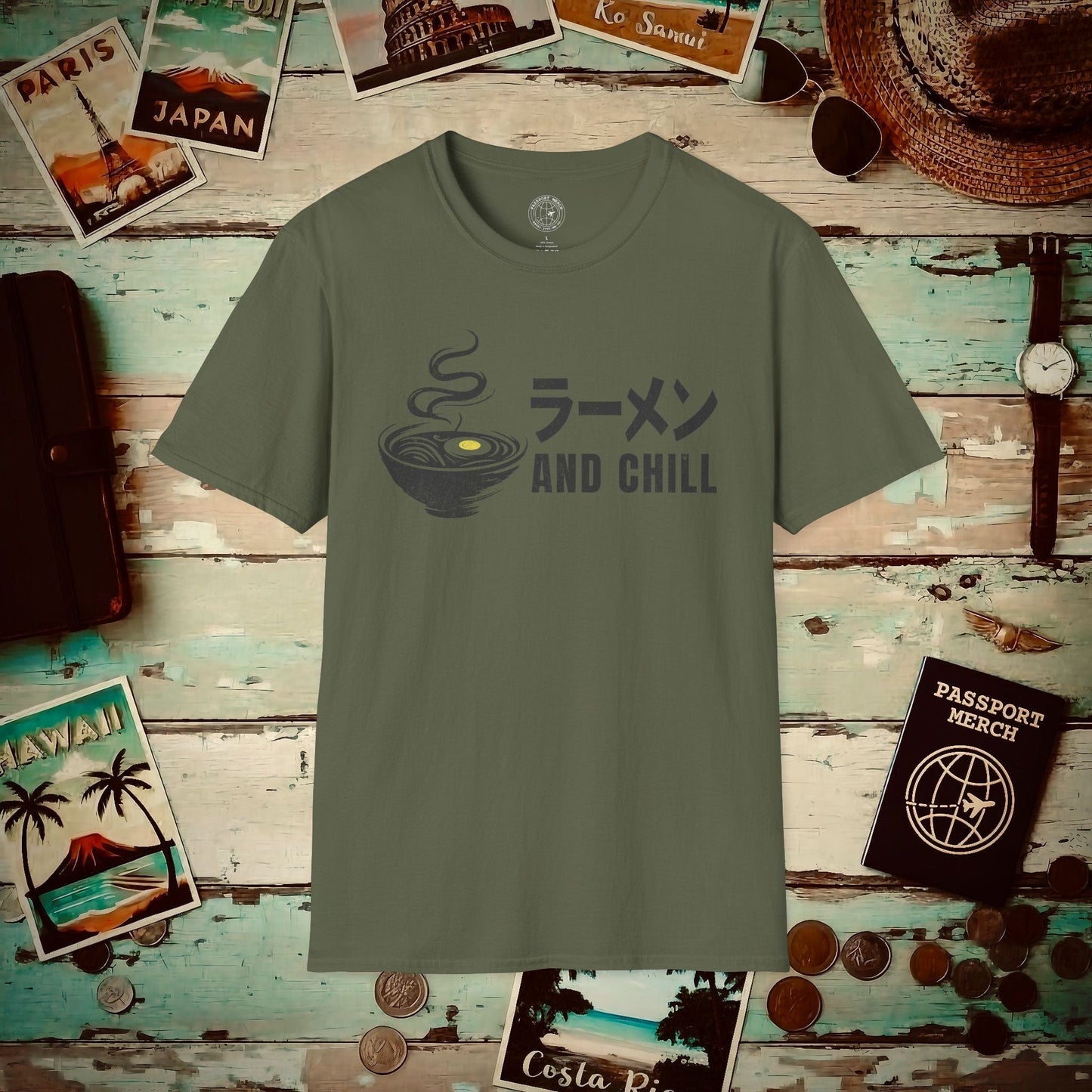 Ramen and Chill, Japan T-Shirt Military Green / S