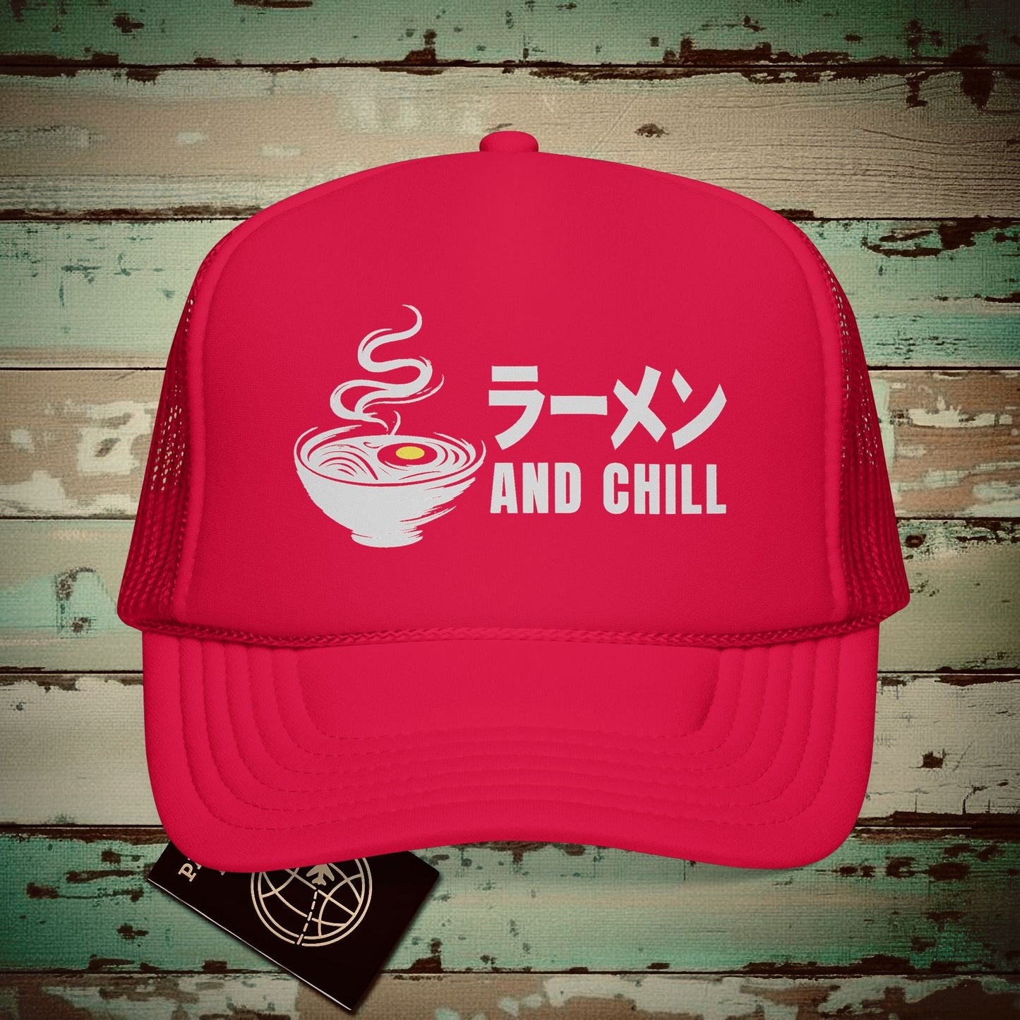 Ramen and Chill, Japan Trucker Hat Red / One size
