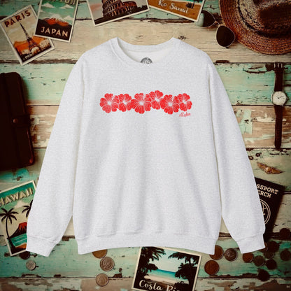 RED Monochrome Hibiscus, Hawaii Crewneck Ash / S