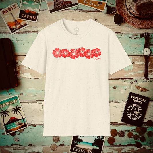 RED Monochrome Hibiscus, Hawaii T-Shirt Natural / S