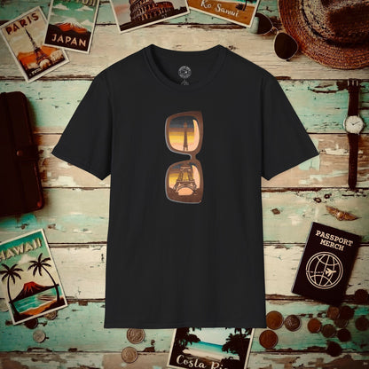 Reflections of the Eiffel Tower, Paris France T-Shirt Black / S