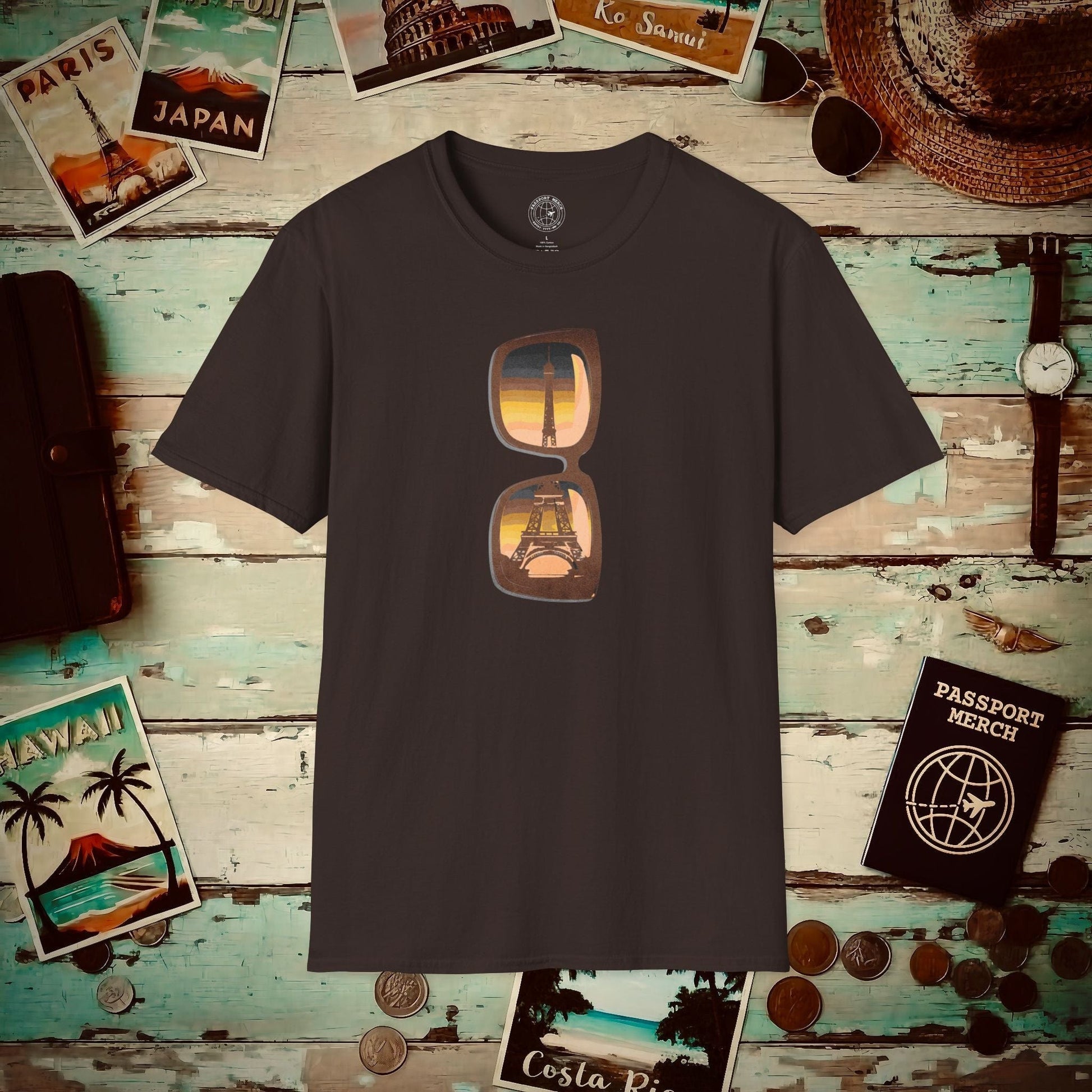 Reflections of the Eiffel Tower, Paris France T-Shirt Dark Chocolate / S