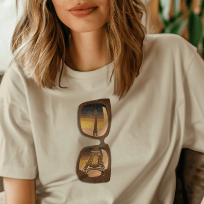 Reflections of the Eiffel Tower, Paris France T-Shirt Sand / S