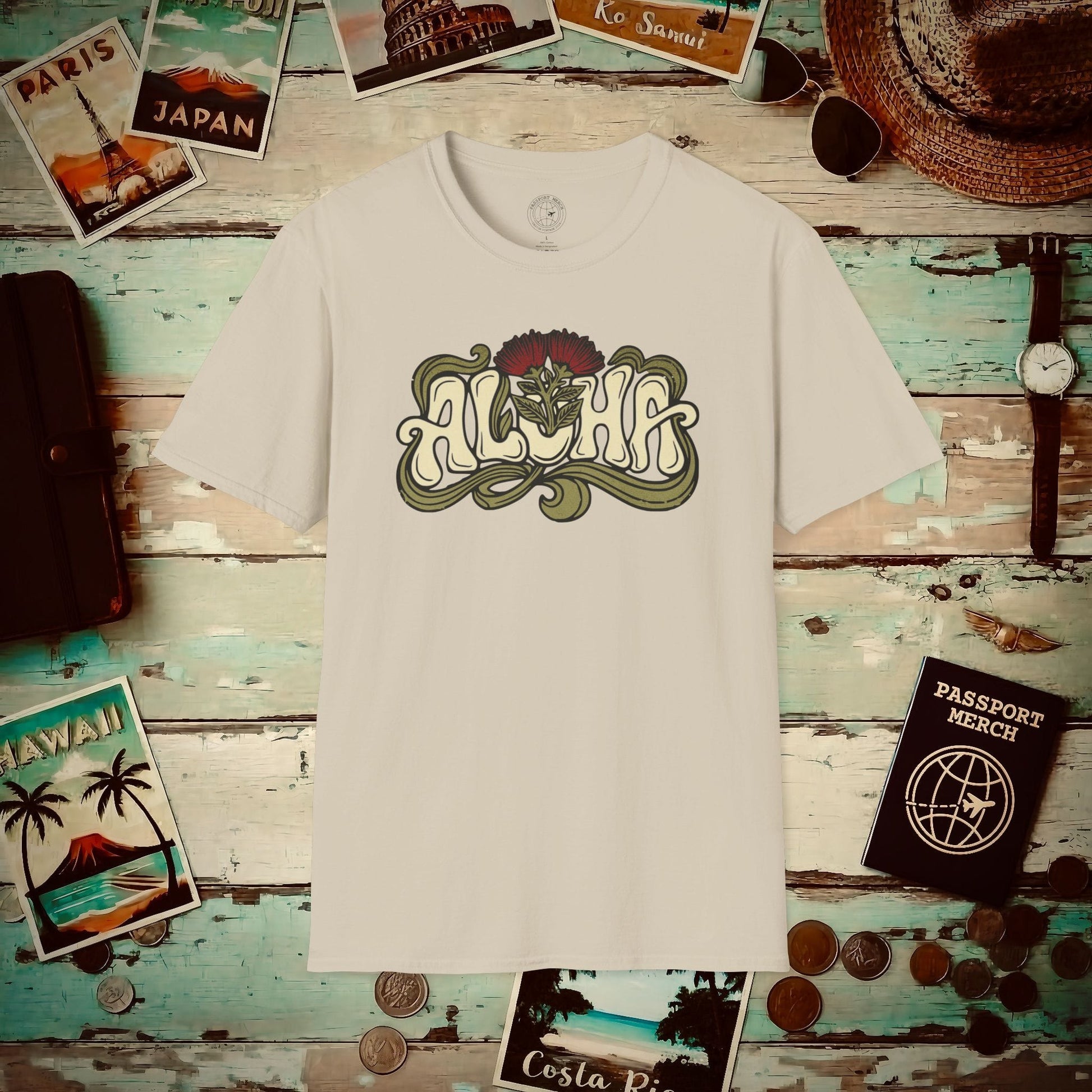 Retro Aloha Lehua Blossom, Hawaii T-Shirt Sand / S