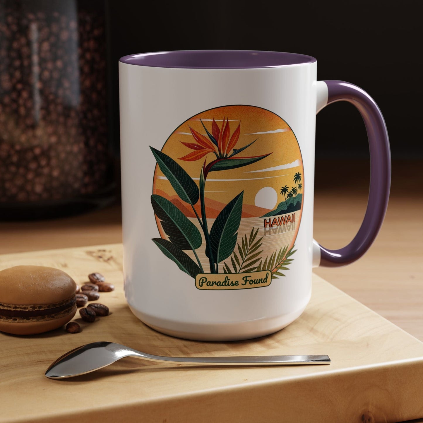 Retro (Bird of) Paradise Found, Hawaii 15oz Mug Purple / 15oz