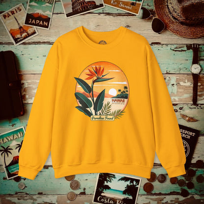 Retro (Bird of) Paradise Found, Hawaii Crewneck Gold / S