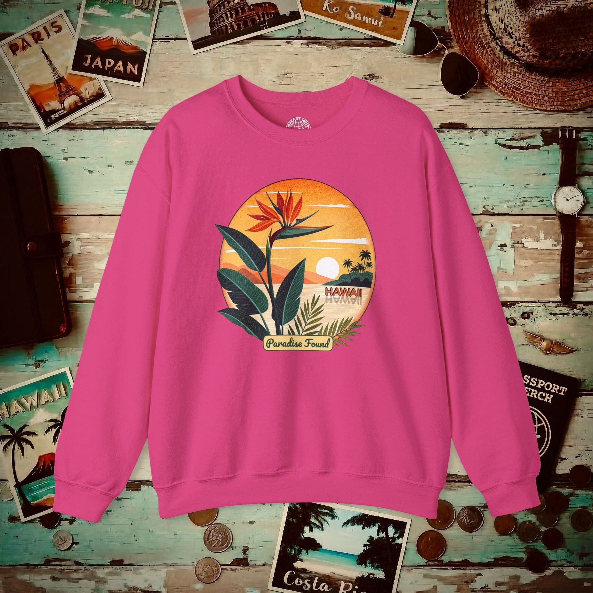 Retro (Bird of) Paradise Found, Hawaii Crewneck Heliconia / S