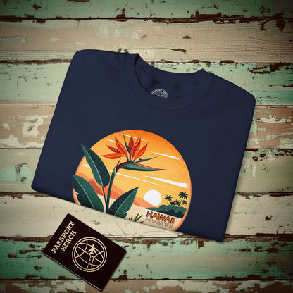 Retro (Bird of) Paradise Found, Hawaii Crewneck Navy / S