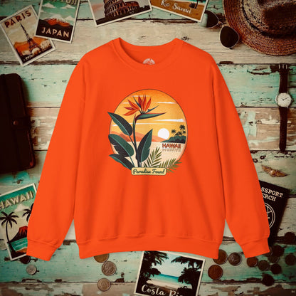 Retro (Bird of) Paradise Found, Hawaii Crewneck Orange / S