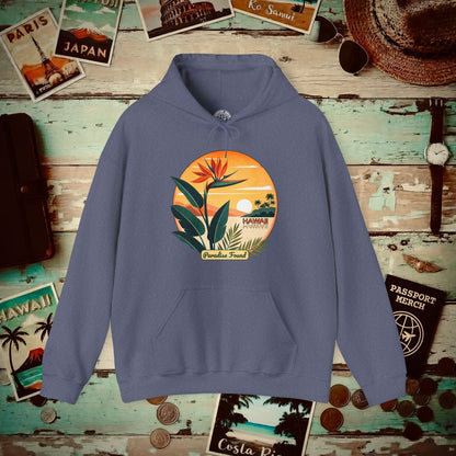 Retro (Bird of) Paradise Found, Hawaii Hoodie Heather Navy / S