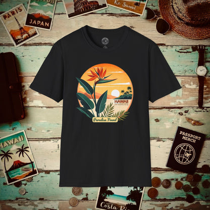 Retro (Bird of) Paradise Found, Hawaii T-Shirt Black / S