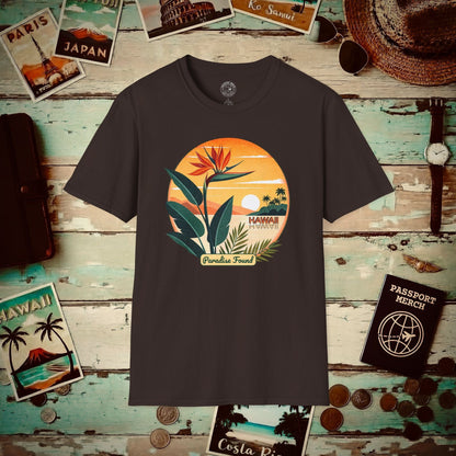 Retro (Bird of) Paradise Found, Hawaii T-Shirt Dark Chocolate / S