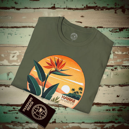 Retro (Bird of) Paradise Found, Hawaii T-Shirt Military Green / S