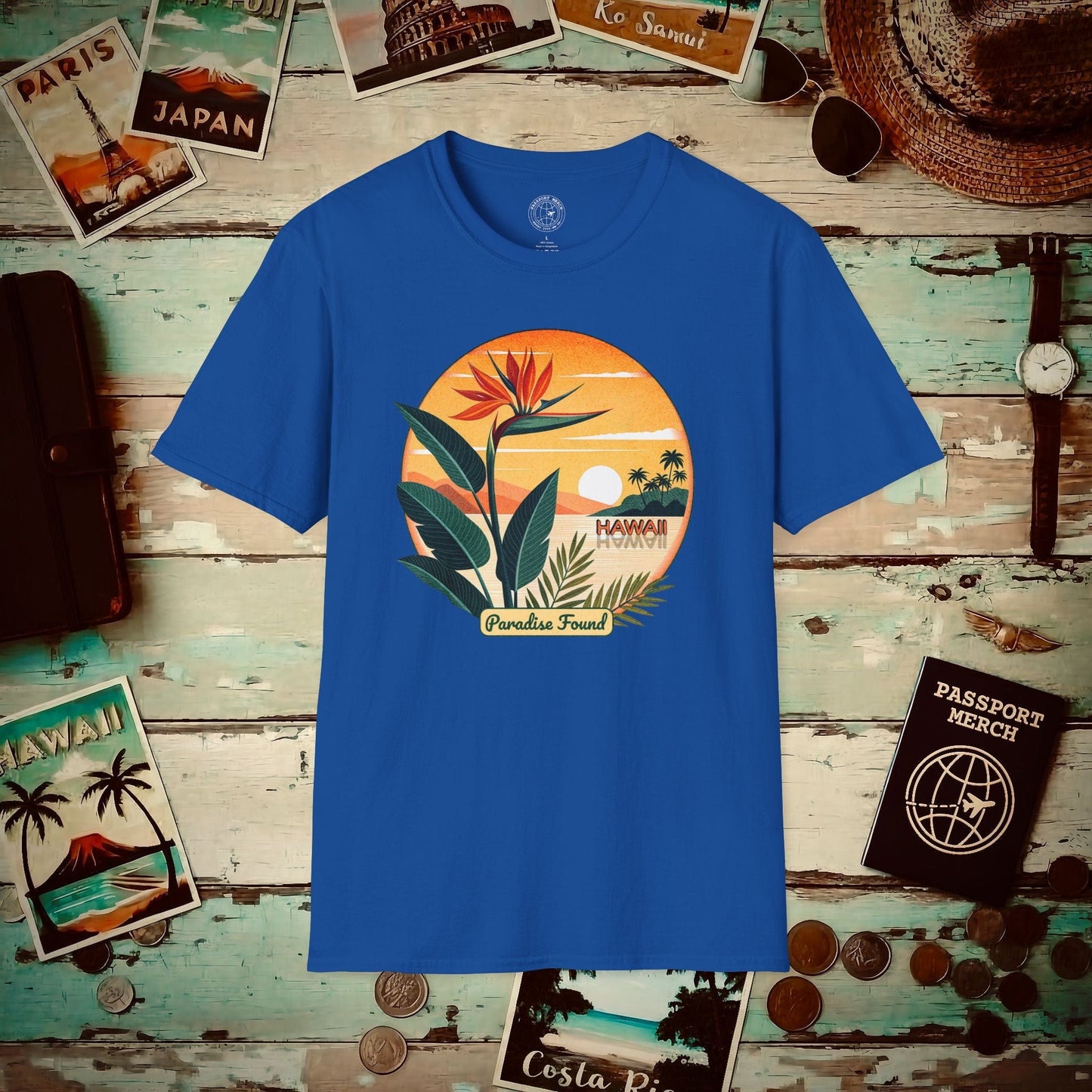 Retro (Bird of) Paradise Found, Hawaii T-Shirt Royal / S