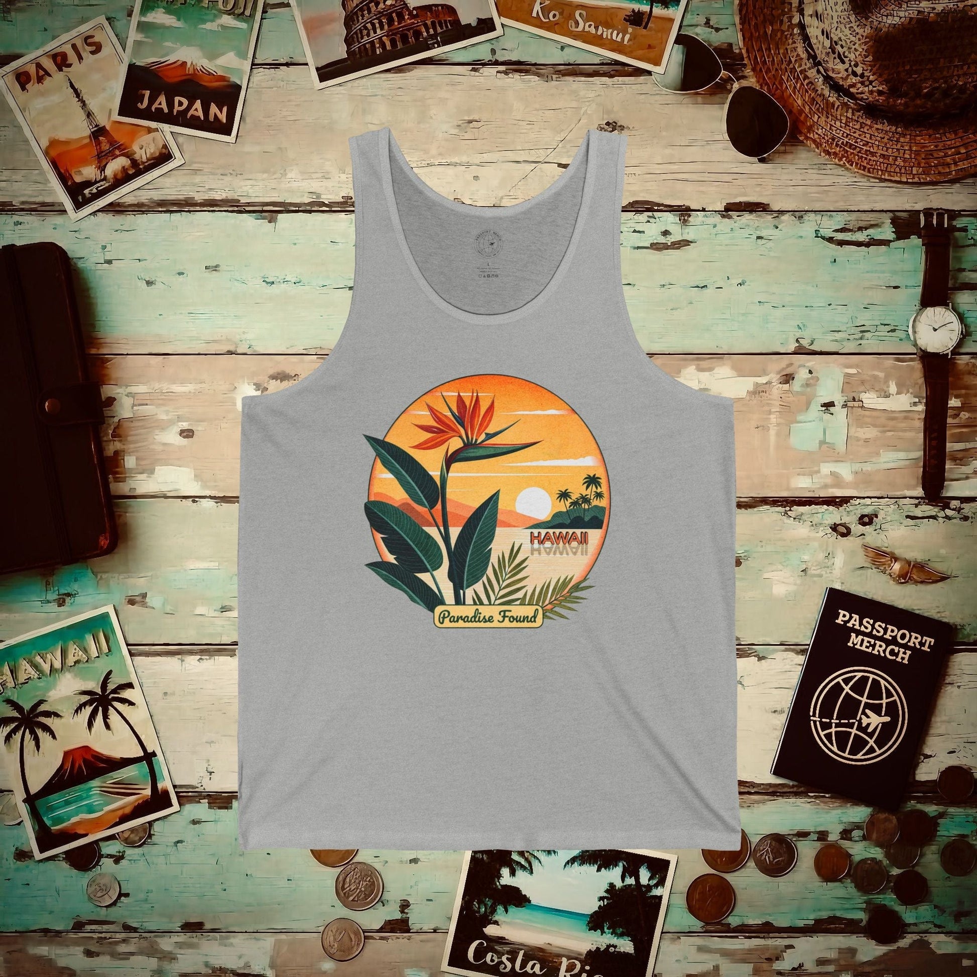 Retro (Bird of) Paradise Found, Hawaii Tank Top Athletic Heather / XS