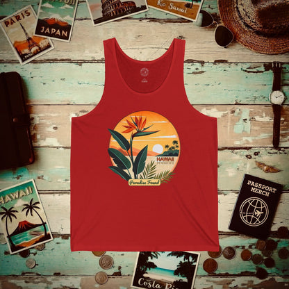 Retro (Bird of) Paradise Found, Hawaii Tank Top Red / XS
