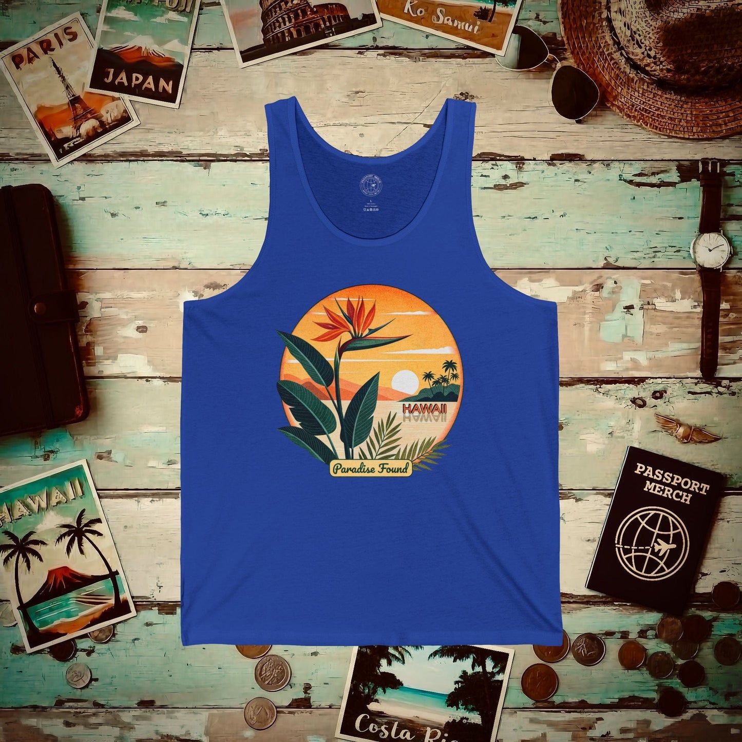 Retro (Bird of) Paradise Found, Hawaii Tank Top True Royal / XS