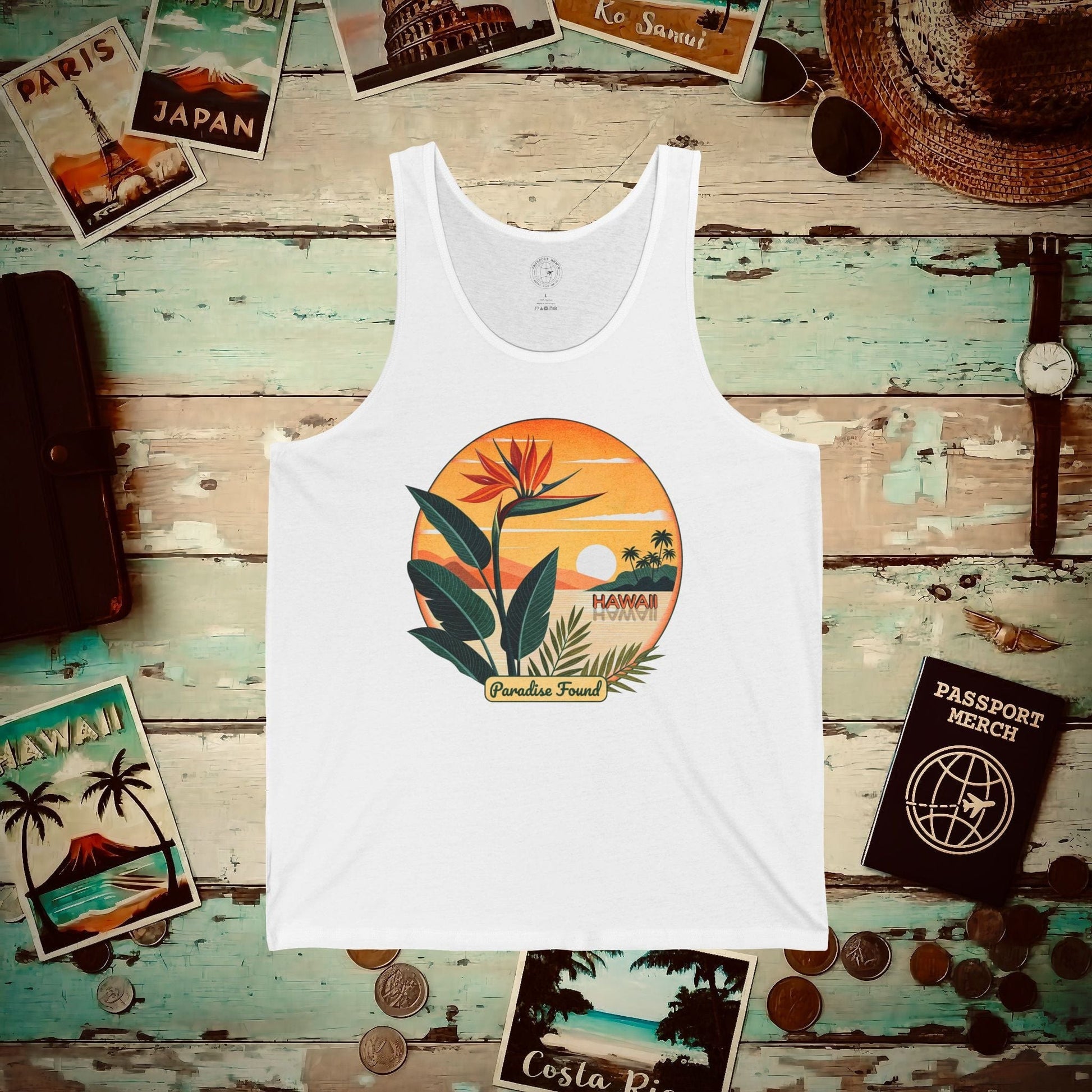 Retro (Bird of) Paradise Found, Hawaii Tank Top White / XS