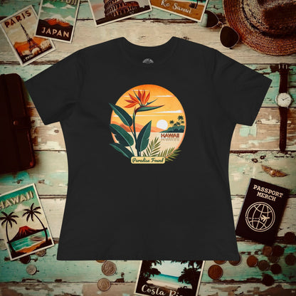 Retro (Bird of) Paradise Found, Hawaii, Womens Fit T-Shirt Black / S