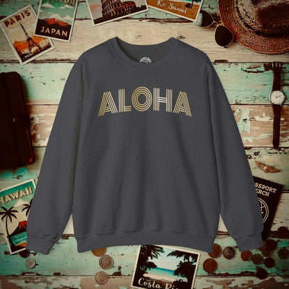 Retro Bling Aloha, Hawaii Crewneck Dark Heather / S