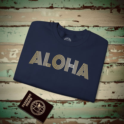 Retro Bling Aloha, Hawaii Crewneck Navy / S