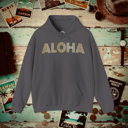 Retro Bling Aloha, Hawaii Hoodie Charcoal / S