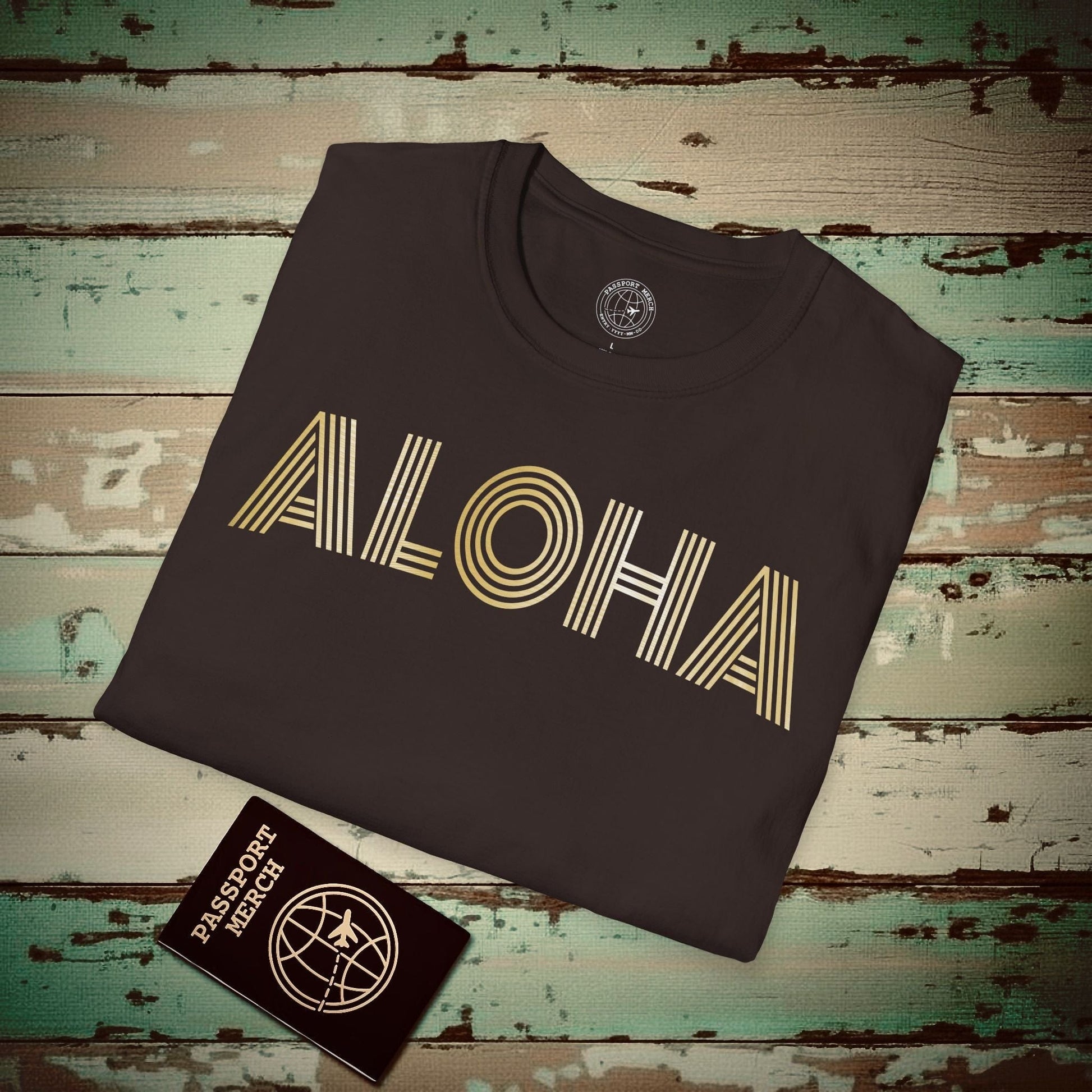 Retro Bling Aloha, Hawaii T-Shirt Dark Chocolate / S