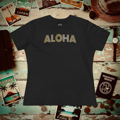 Retro Bling Aloha, Hawaii, Womens Fit T-Shirt Black / S