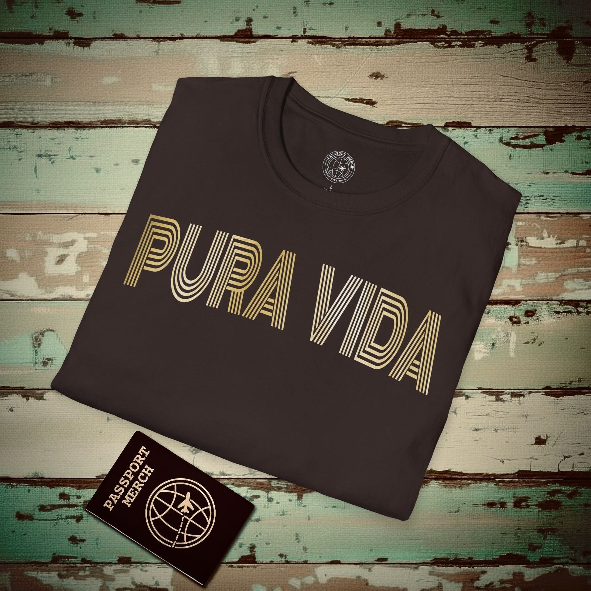Retro Bling Pura Vida, Costa Rica T-Shirt Dark Chocolate / S