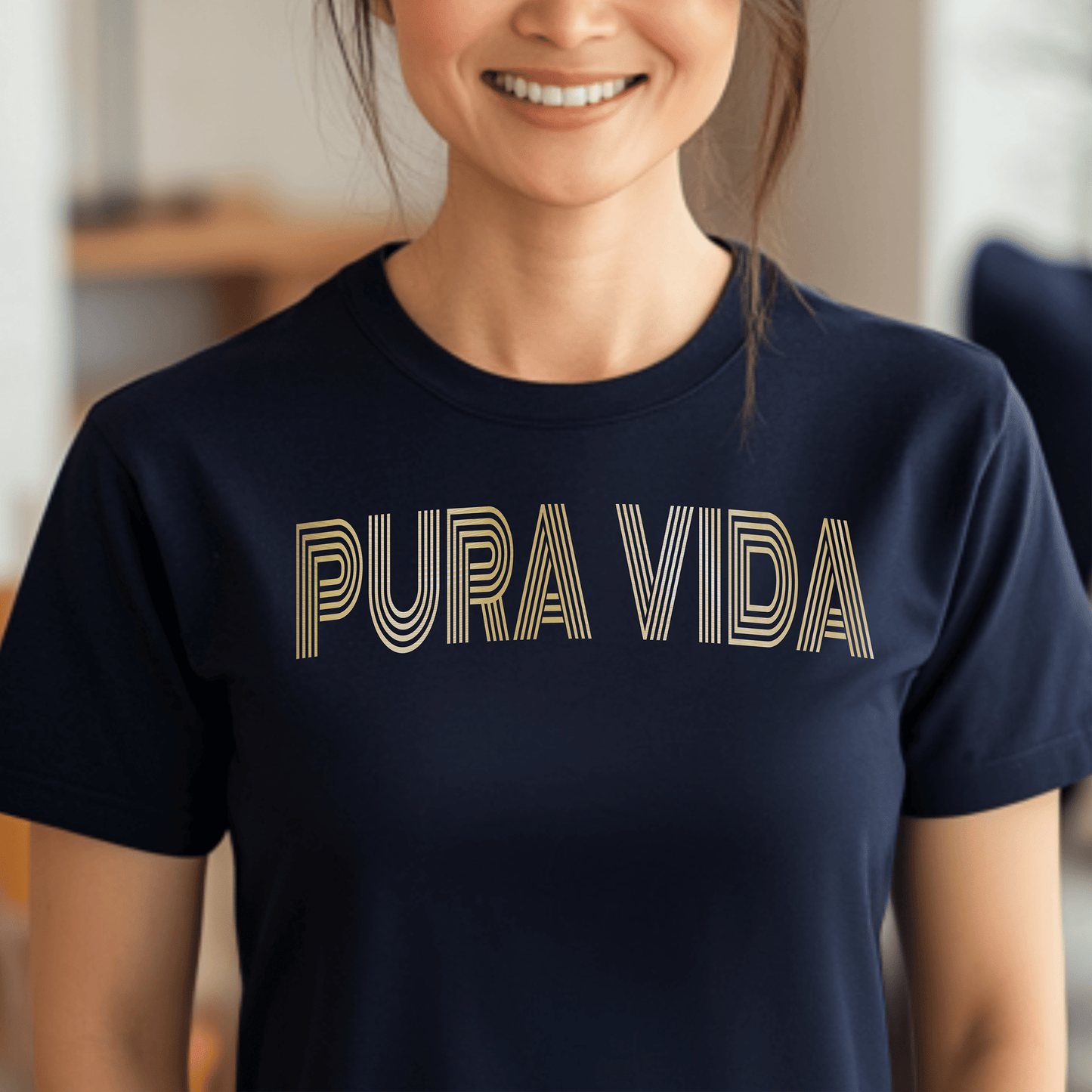 Retro Bling Pura Vida, Costa Rica T-Shirt Navy / S