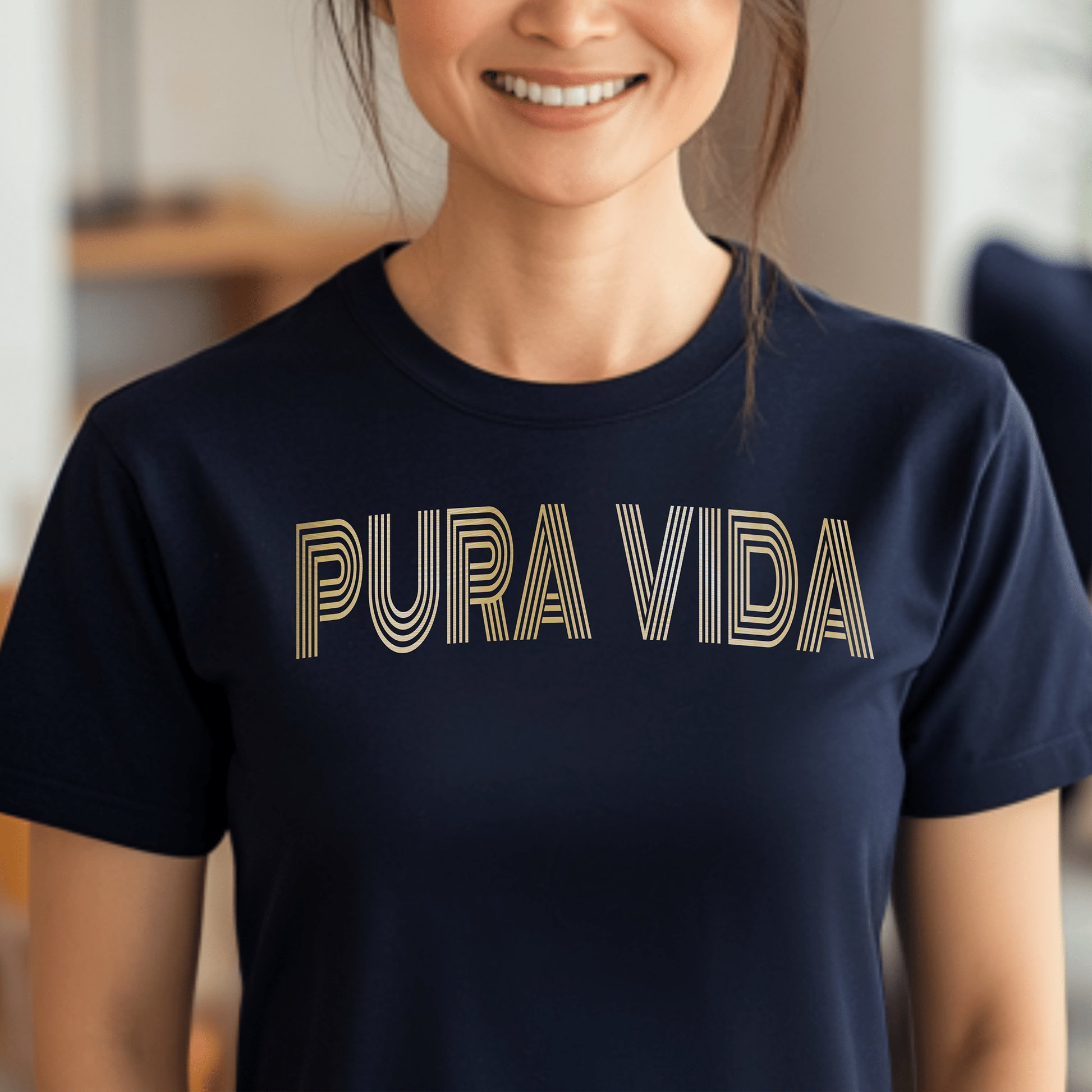 Retro Bling Pura Vida, Costa Rica T-Shirt Navy / S