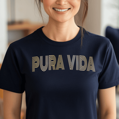 Retro Bling Pura Vida, Costa Rica T-Shirt Navy / S