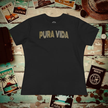 Retro Bling Pura Vida, Costa Rica, Womens Fit T-Shirt Black / S