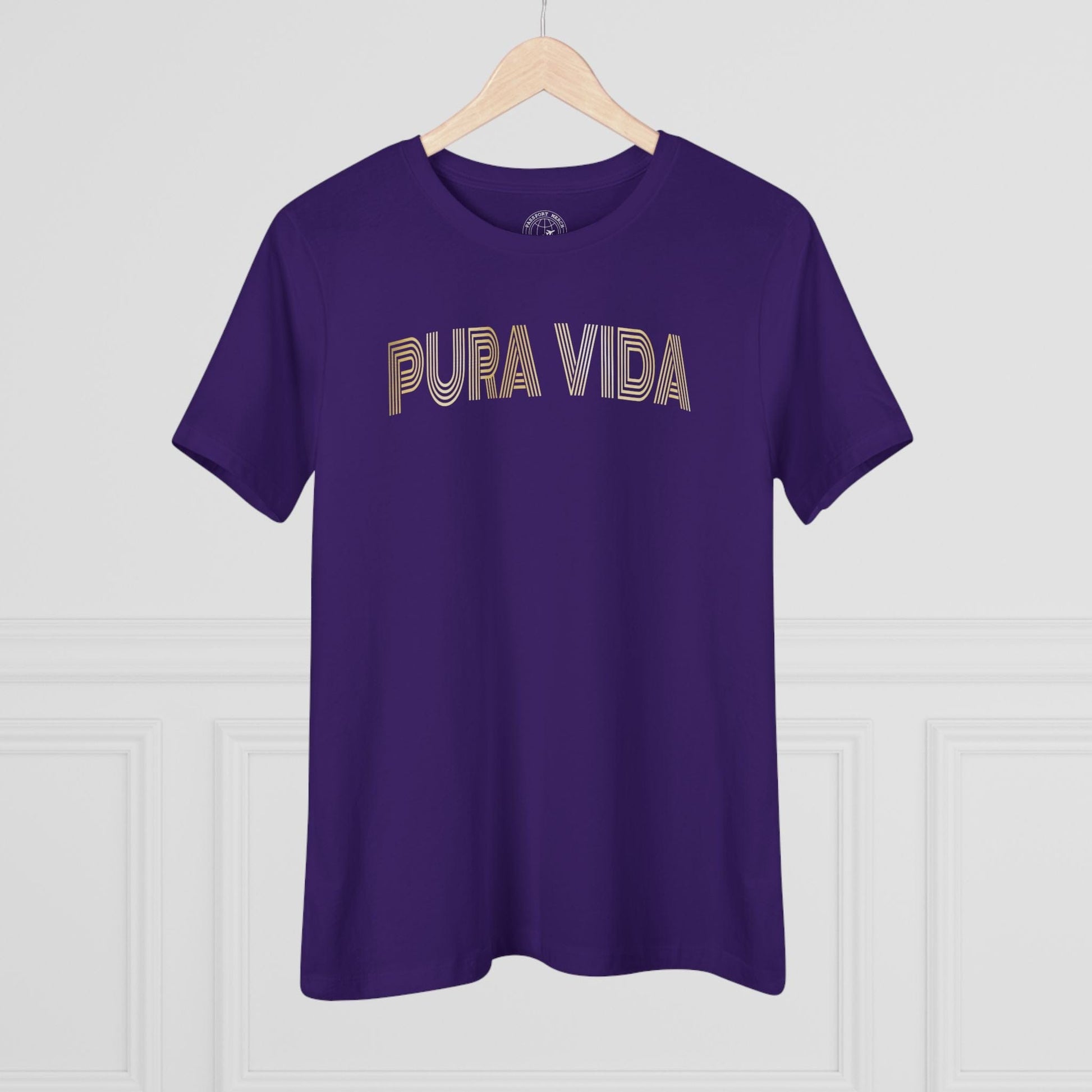 Retro Bling Pura Vida, Costa Rica, Womens Fit T-Shirt Team Purple / S