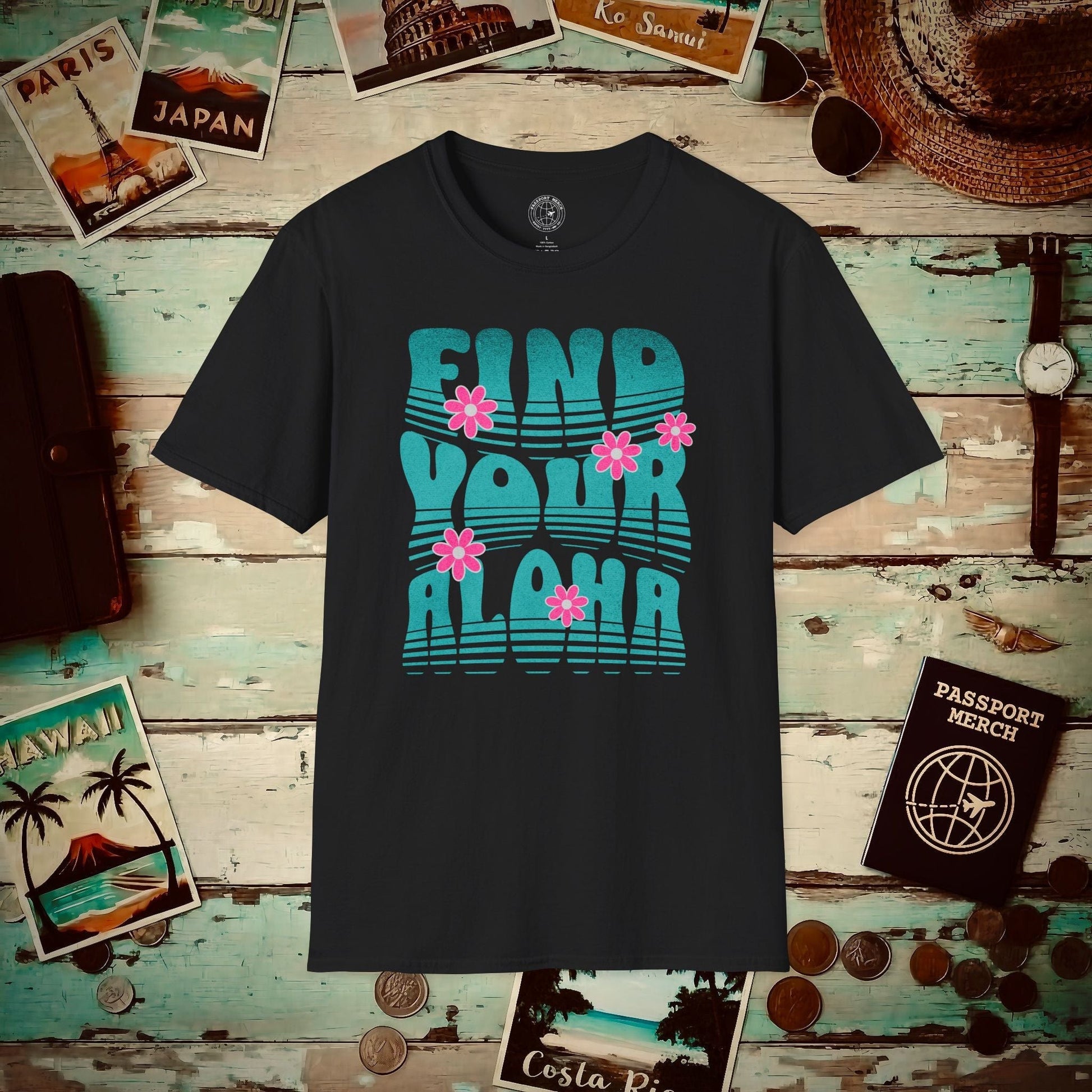 Retro Find Your Aloha, Hawaii T-Shirt Black / S