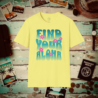Retro Find Your Aloha, Hawaii T-Shirt Cornsilk / S