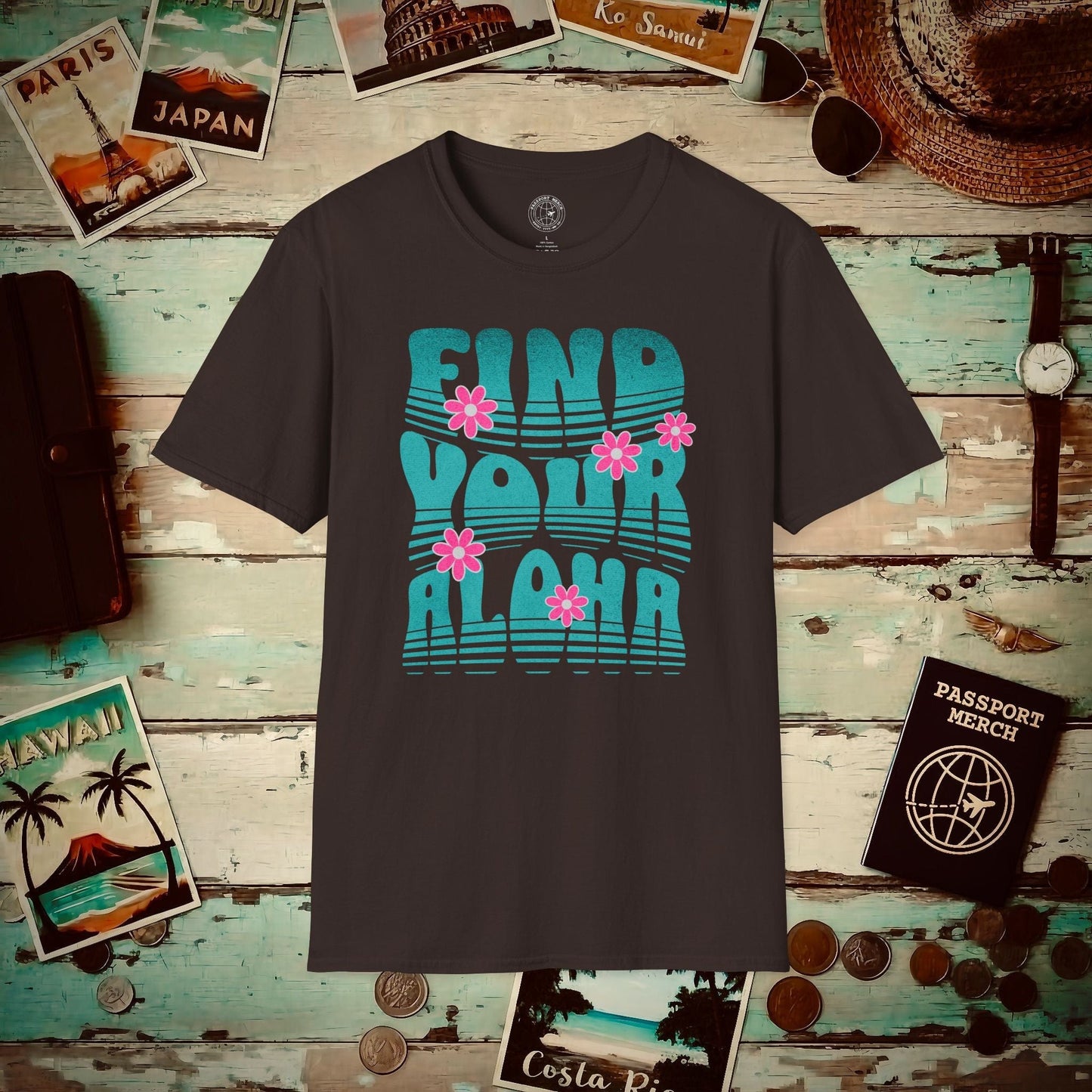 Retro Find Your Aloha, Hawaii T-Shirt Dark Chocolate / S