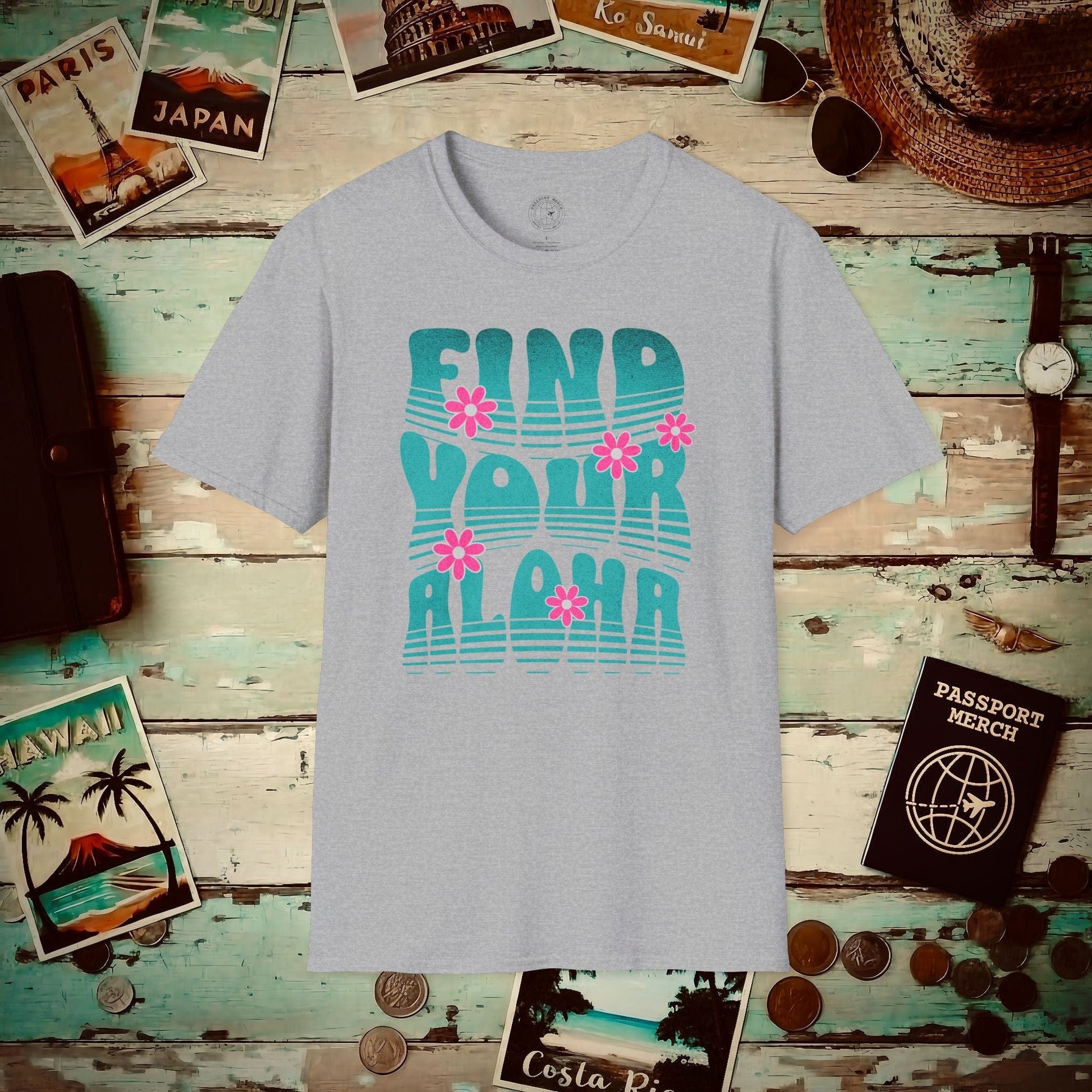 Retro Find Your Aloha, Hawaii T-Shirt Sport Grey / S